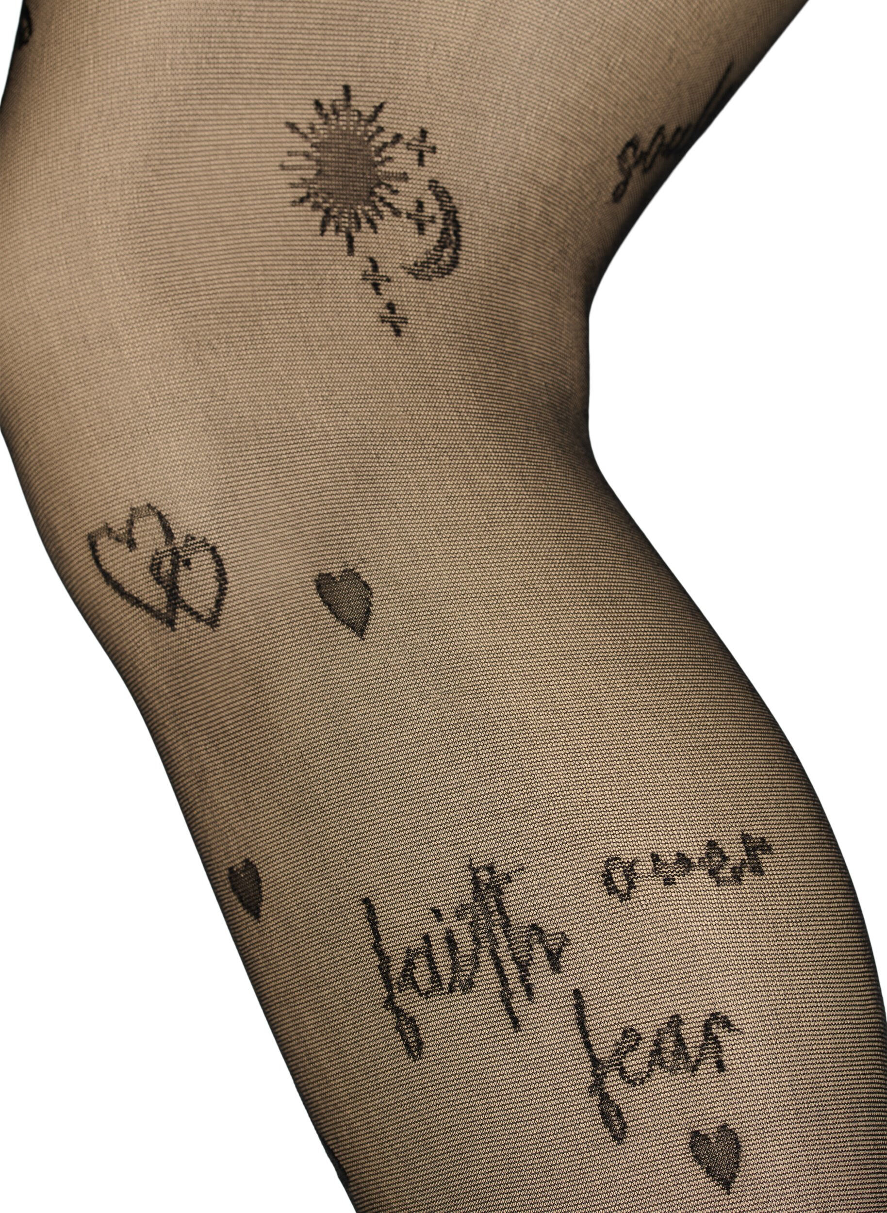 Zizzi Tattoo str&oslash;mpebukser i 25 denier, Black, Packshot image number 1
