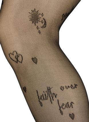 Tattoo strømpebukser i 25 denier, Black, Packshot image number 1