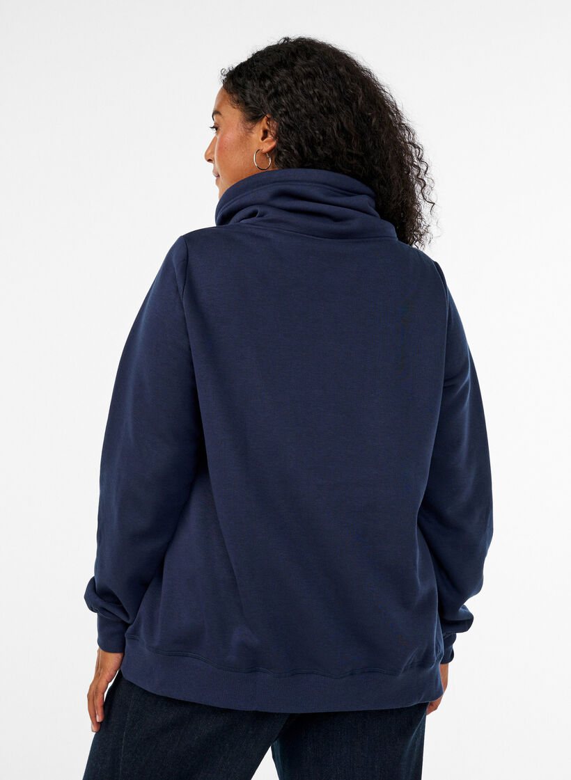 Sweatshirt med h&oslash;j krave og lommer, Bl&aring;, Model image number 2