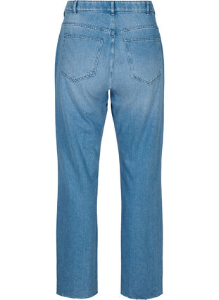 Straight fit jeans med rå kanter, Medium Blue, Packshot image number 1