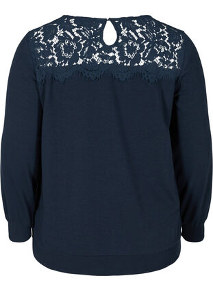 Sweatshirt med blonder, Navy Blazer, Packshot image number 1