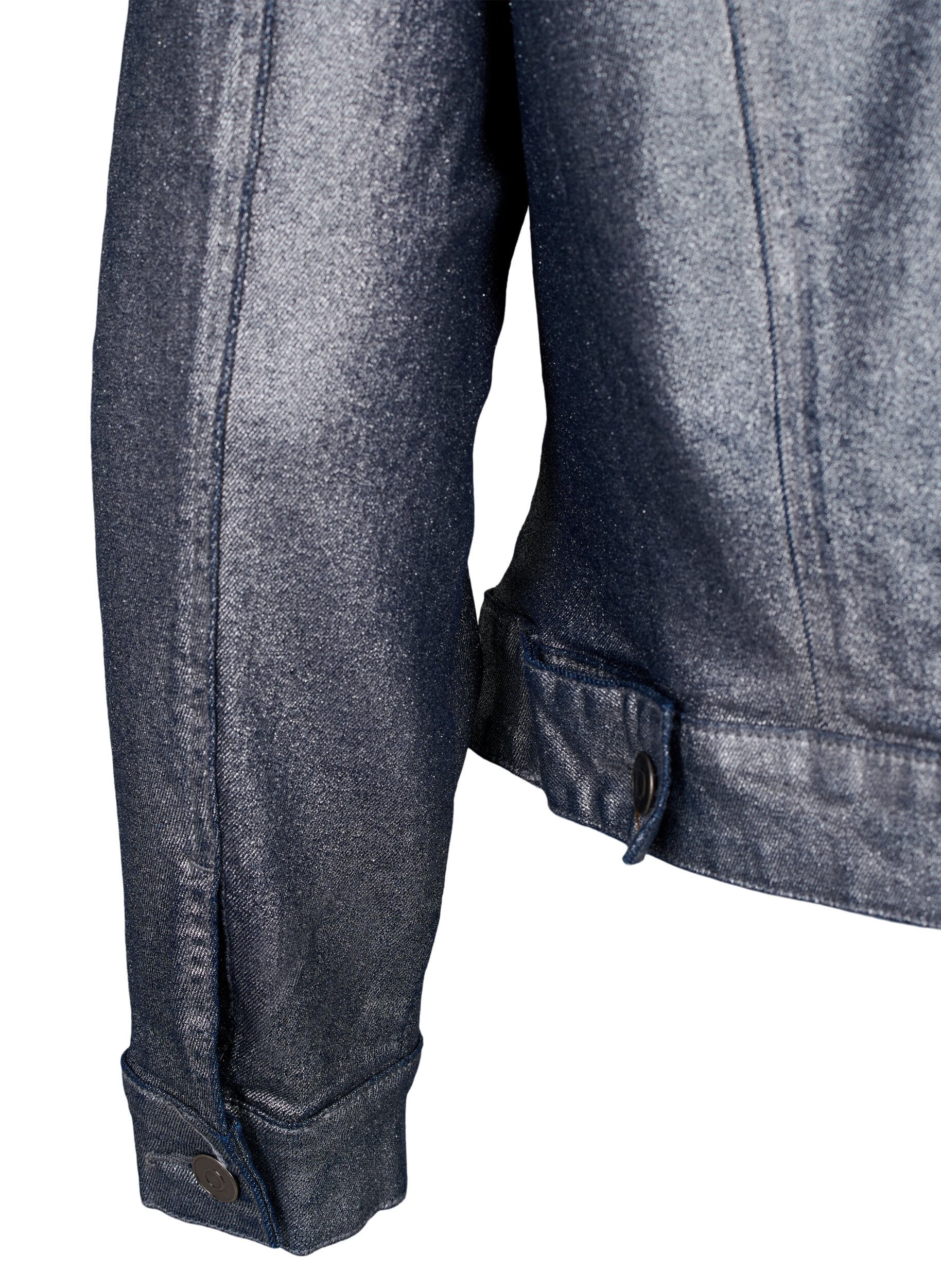 Zizzi Kort s&oslash;lv coated denimjakke, Gun Silver, Packshot image number 3