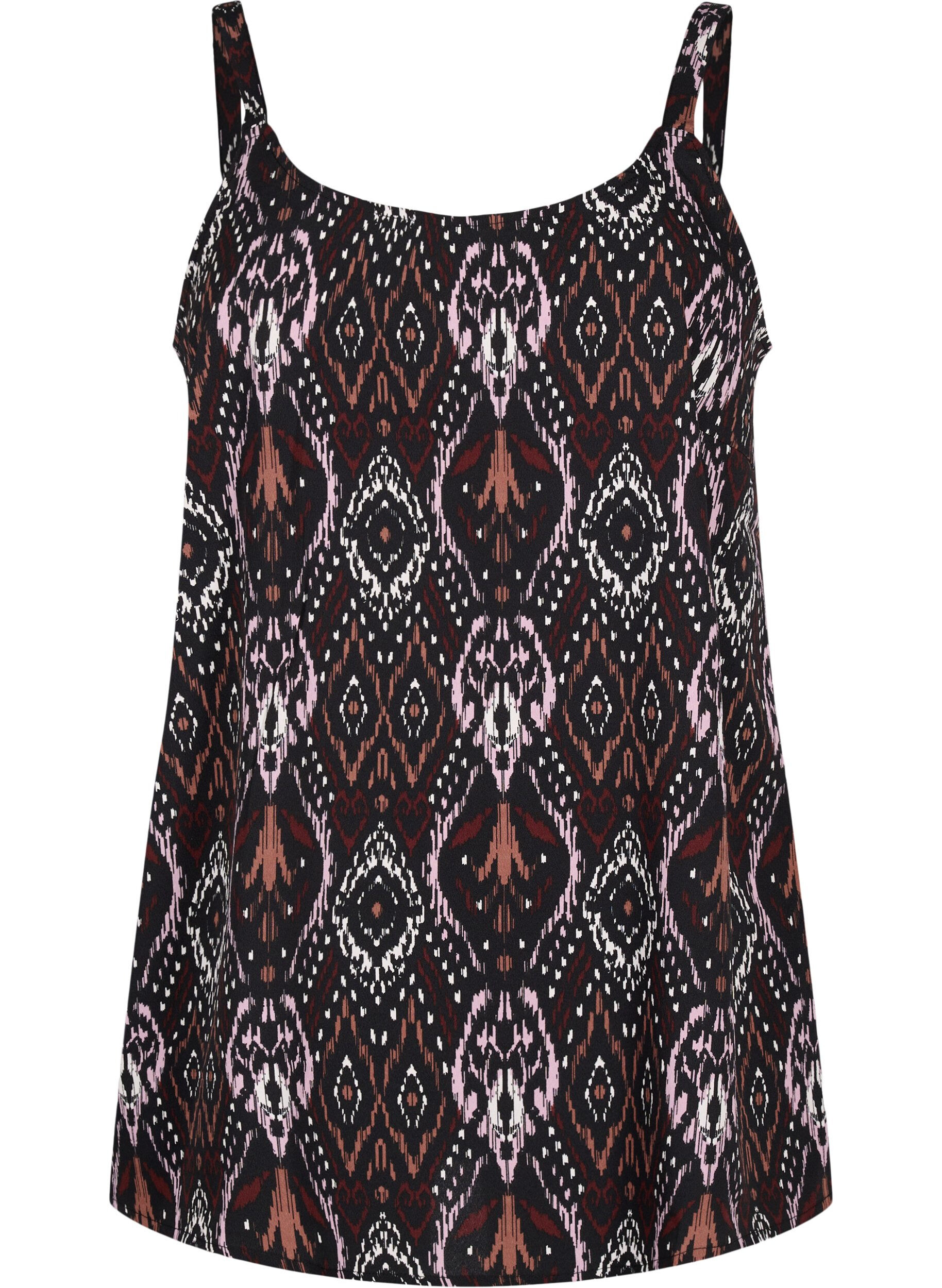 Zizzi FLASH - Top med print, Black Rose Ethnic, Packshot image number 0