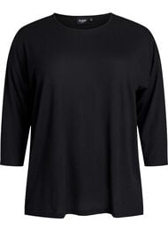 Jerseybluse med 3/4 &aelig;rmer, Sort