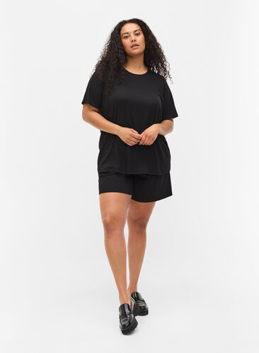 Shorts i ribkvalitet med lommer, Black, Model image number 0