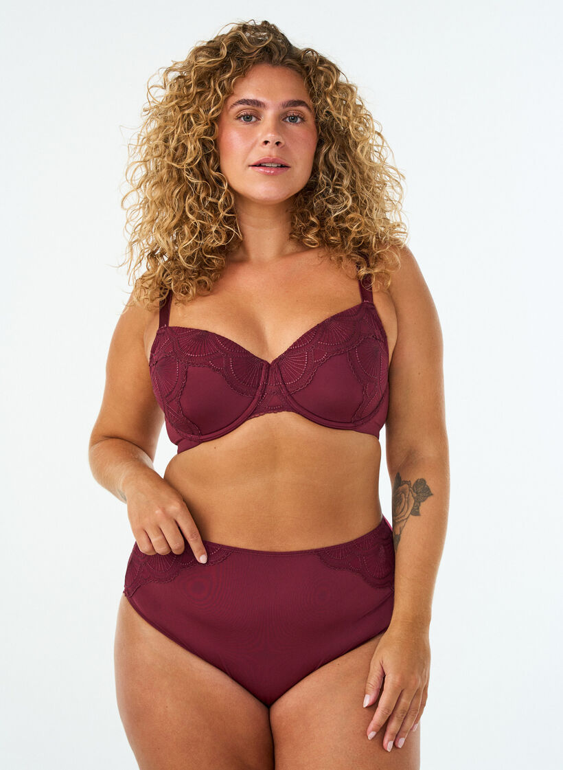 Vatteret b&oslash;jle-bh med blonde og U-ryg, R&oslash;d, Model image number 1