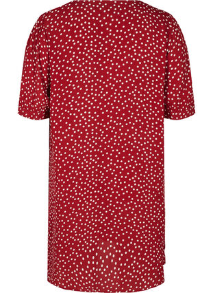 Kortærmet viskose tunika med prikker, Red w. White Dot, Packshot image number 1