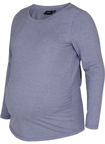 Basis graviditets bluse med lange ærmer, Nightshadow Blue, Packshot image number 0