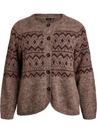 Cardigan med jacquardm&oslash;nster, Brun