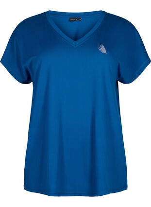 Løs trænings t-shirt med v-hals, Blue Opal, Packshot image number 0