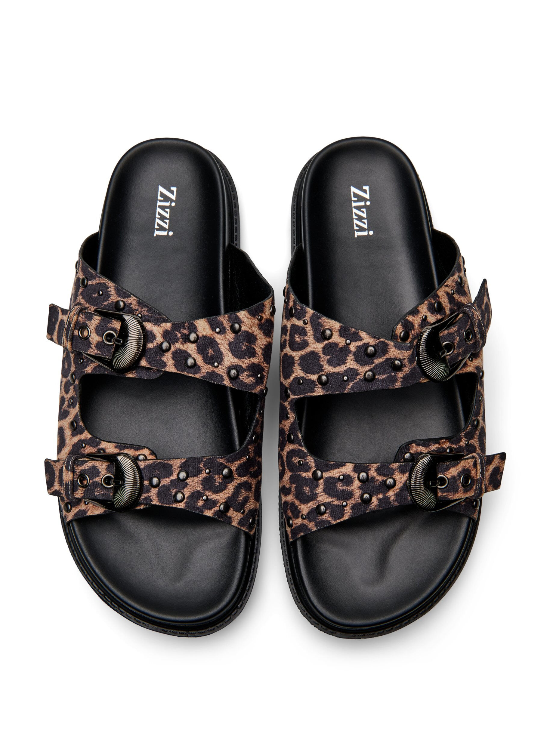 Zizzi Wide fit - Sandal med nitter, Brun, Packshot image number 2