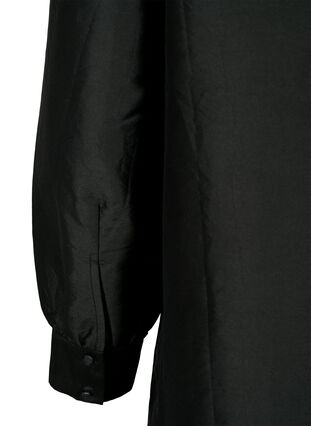 Ensfarvet skjorte med flæsedetalje, Black, Packshot image number 3