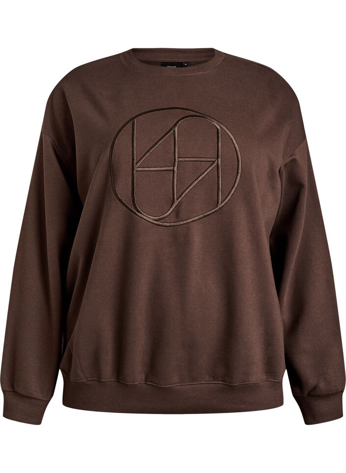 Sweatshirt med motiv, Brun, Packshot image number 0