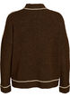 Striktr&oslash;je med turtleneck og kontraststriber, Brun, Packshot image number 1