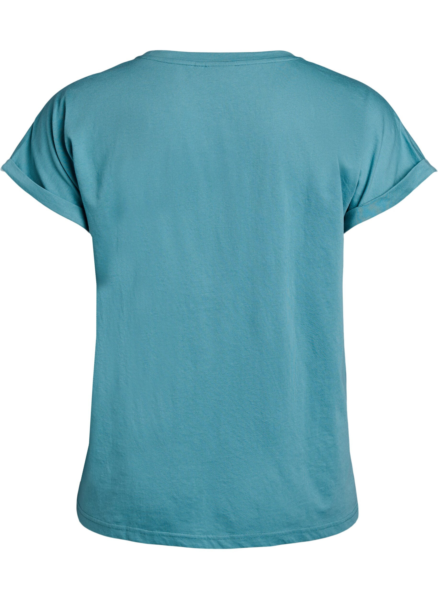 ZizziKort&aelig;rmet t-shirt i bomuldsblanding, Bl&aring;, Packshot image number 1