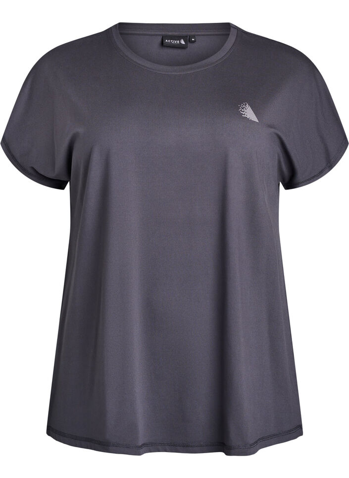 Ensfarvet tr&aelig;nings t-shirt, Gr&aring;, Packshot image number 0