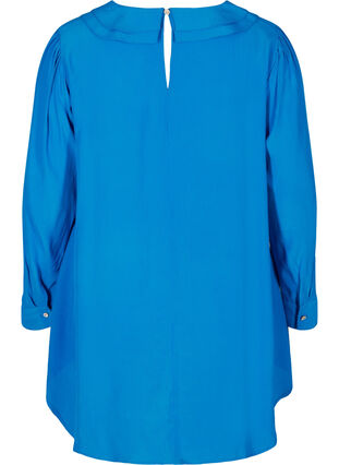 Viskose tunika med v-udskæring og krave, Princess Blue, Packshot image number 1