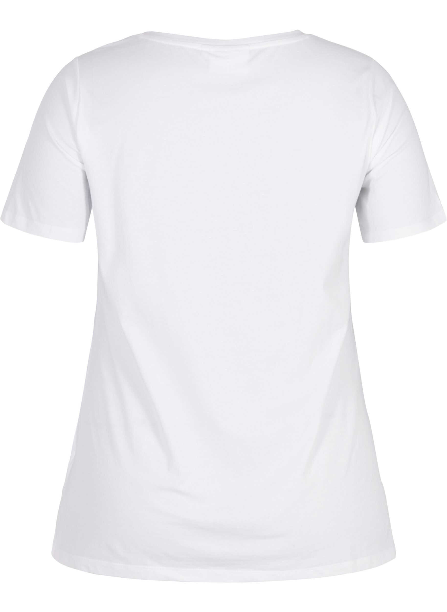 ZizziEnsfarvet basis t-shirt i bomuld, Hvid, Packshot image number 1