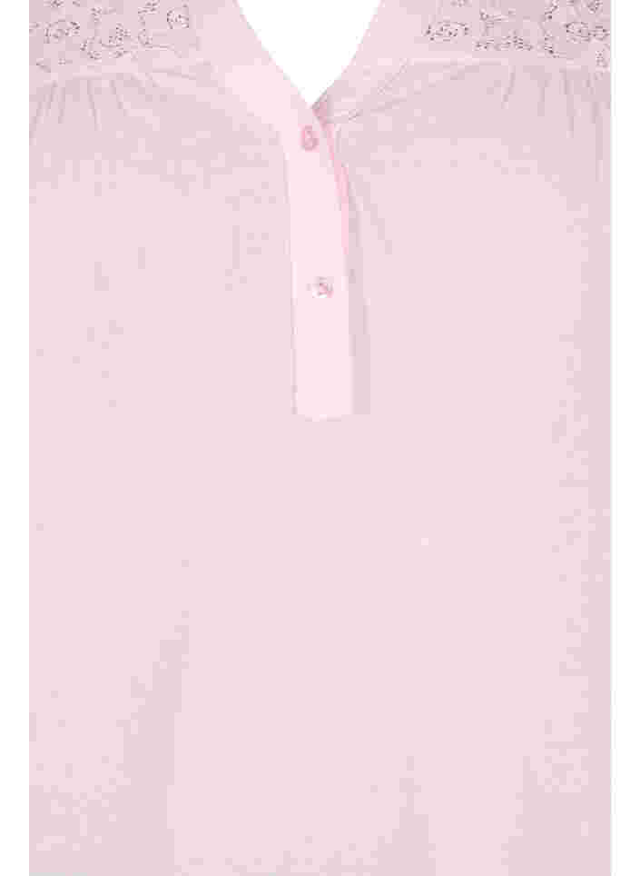 Bomuldsbluse med blondedetaljer, Pink-A-Boo, Packshot image number 2
