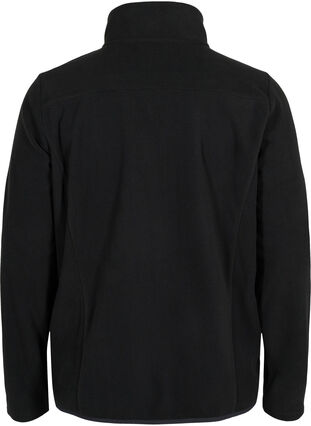 Højhalset fleecejakke med lommer, Black, Packshot image number 1