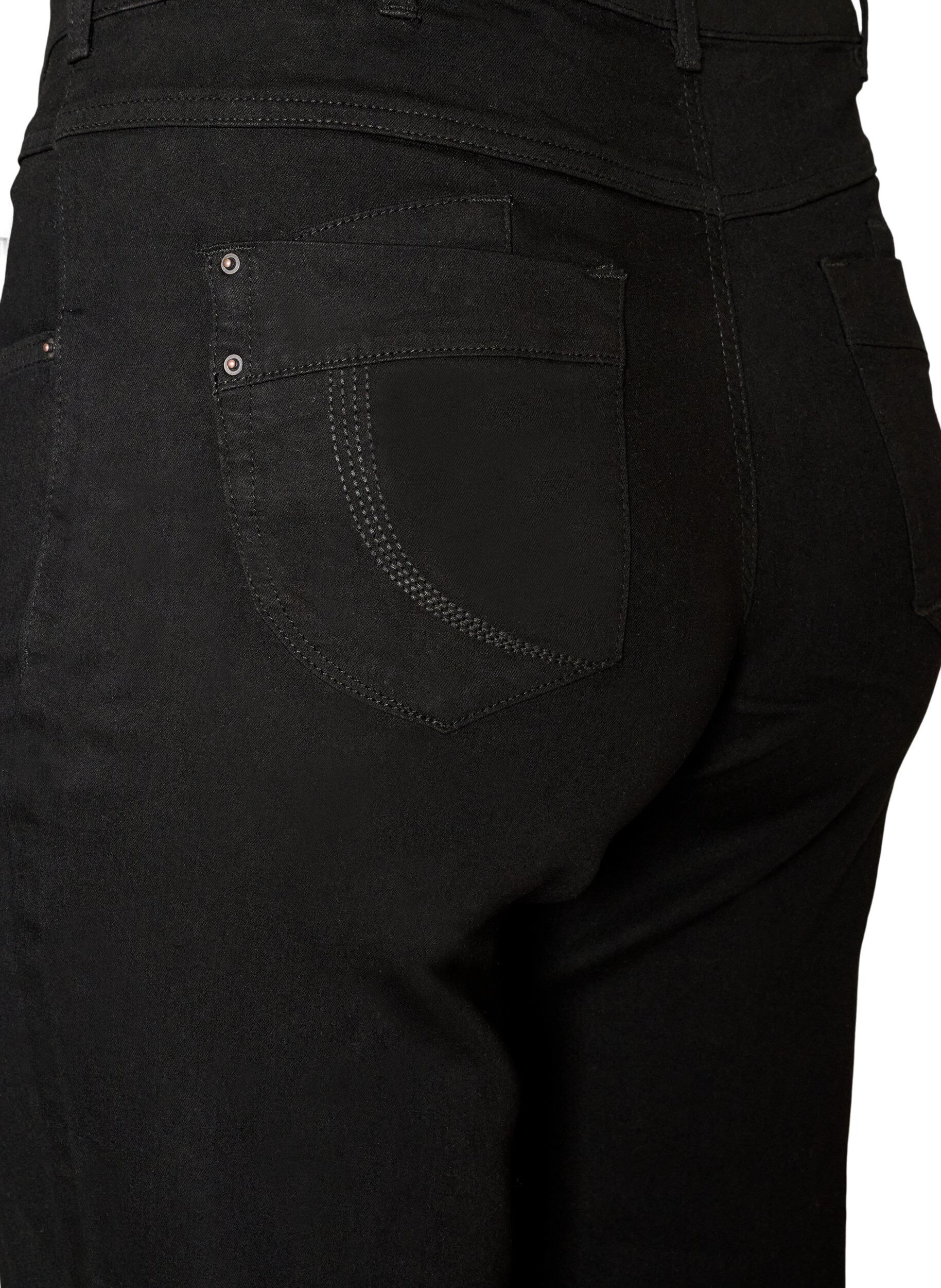 ZizziRegular fit Gemma jeans med h&oslash;j talje, Sort, Packshot image number 3