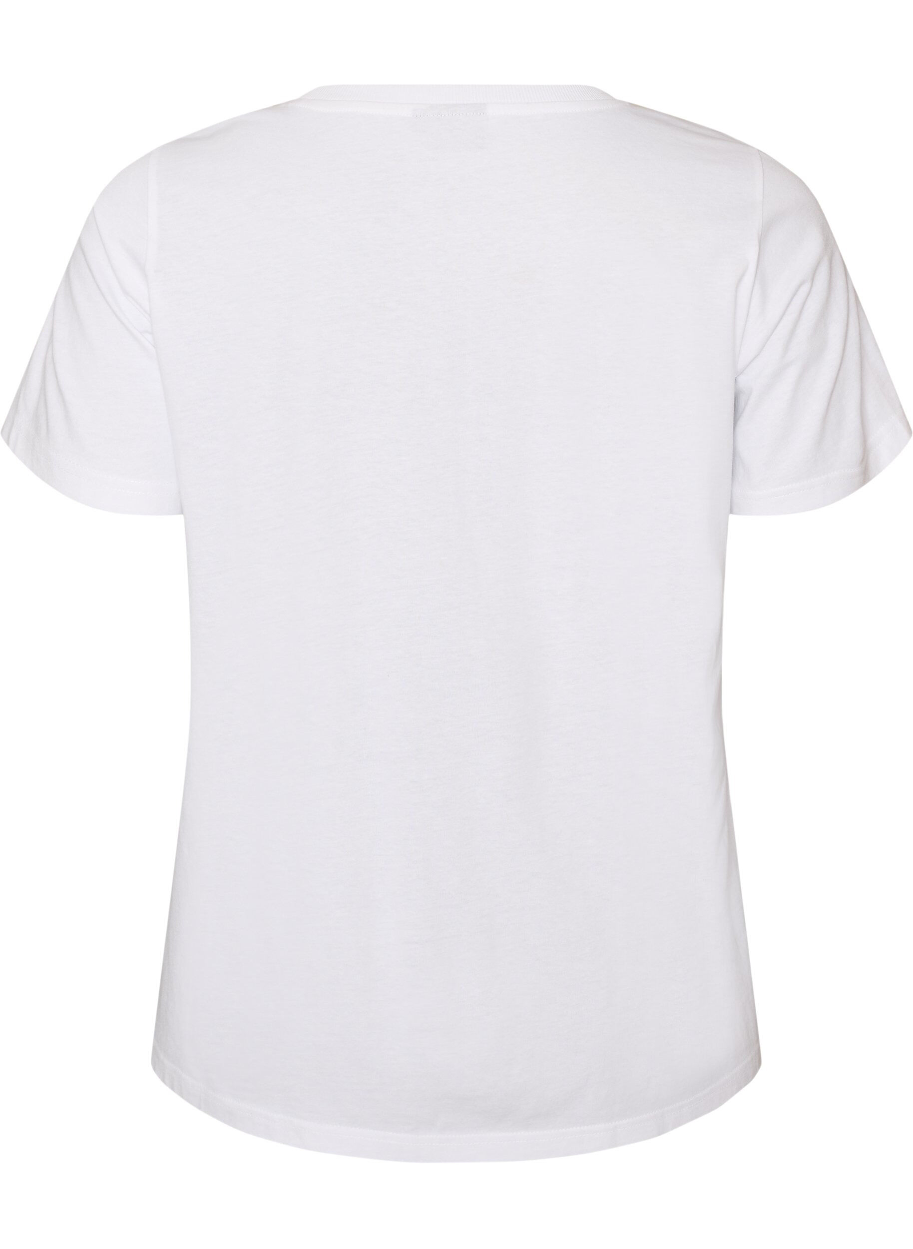 ZizziT-shirt i bomuld med printmotiv, Hvid, Packshot image number 1