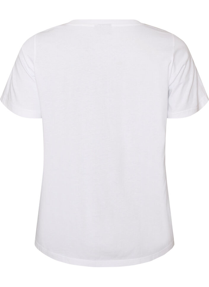 T-shirt i bomuld med printmotiv, Hvid, Packshot image number 1