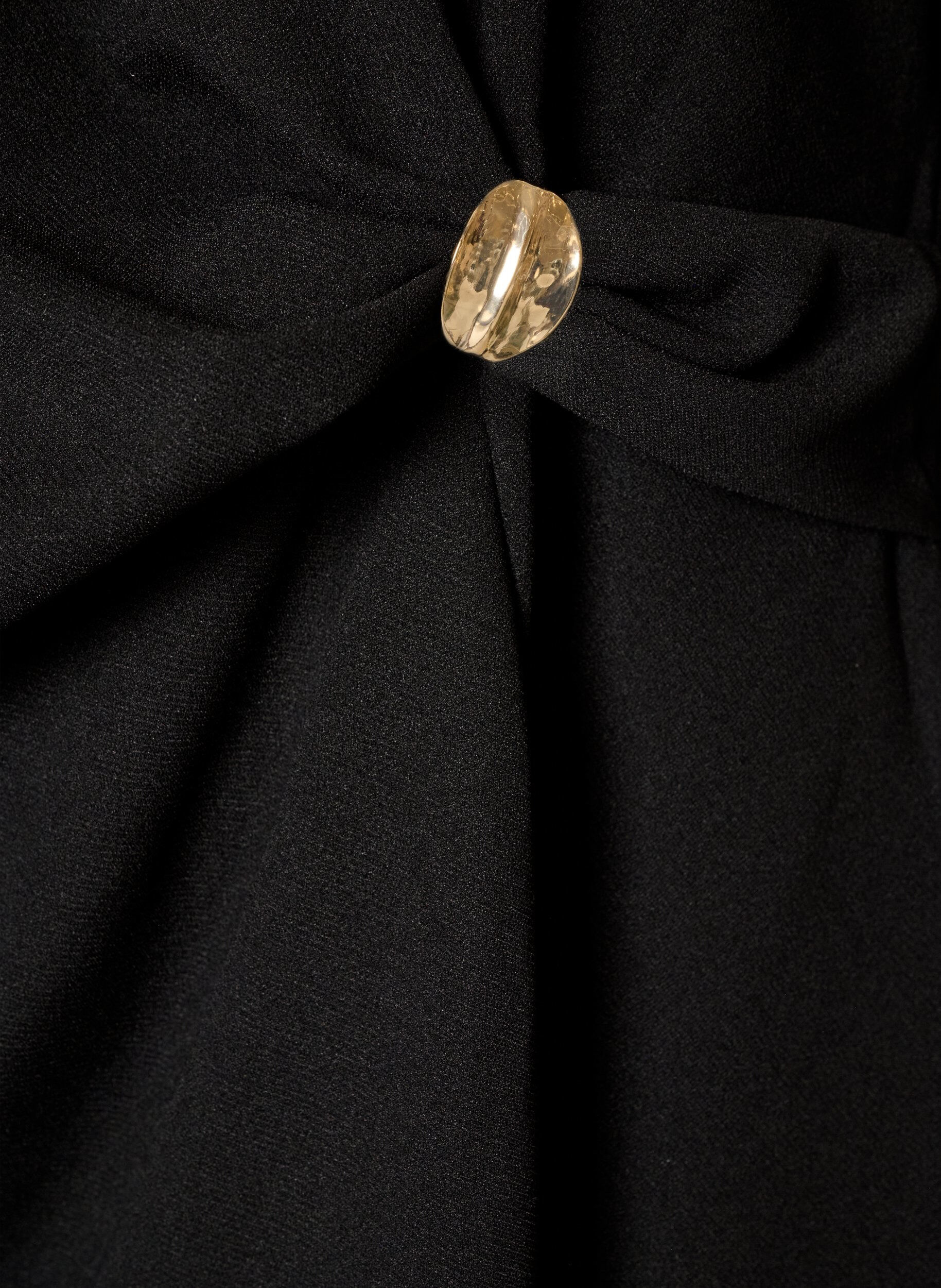 ZizziBluse med asymmetrisk drapering og 3/4 &aelig;rmer, Sort, Packshot image number 3