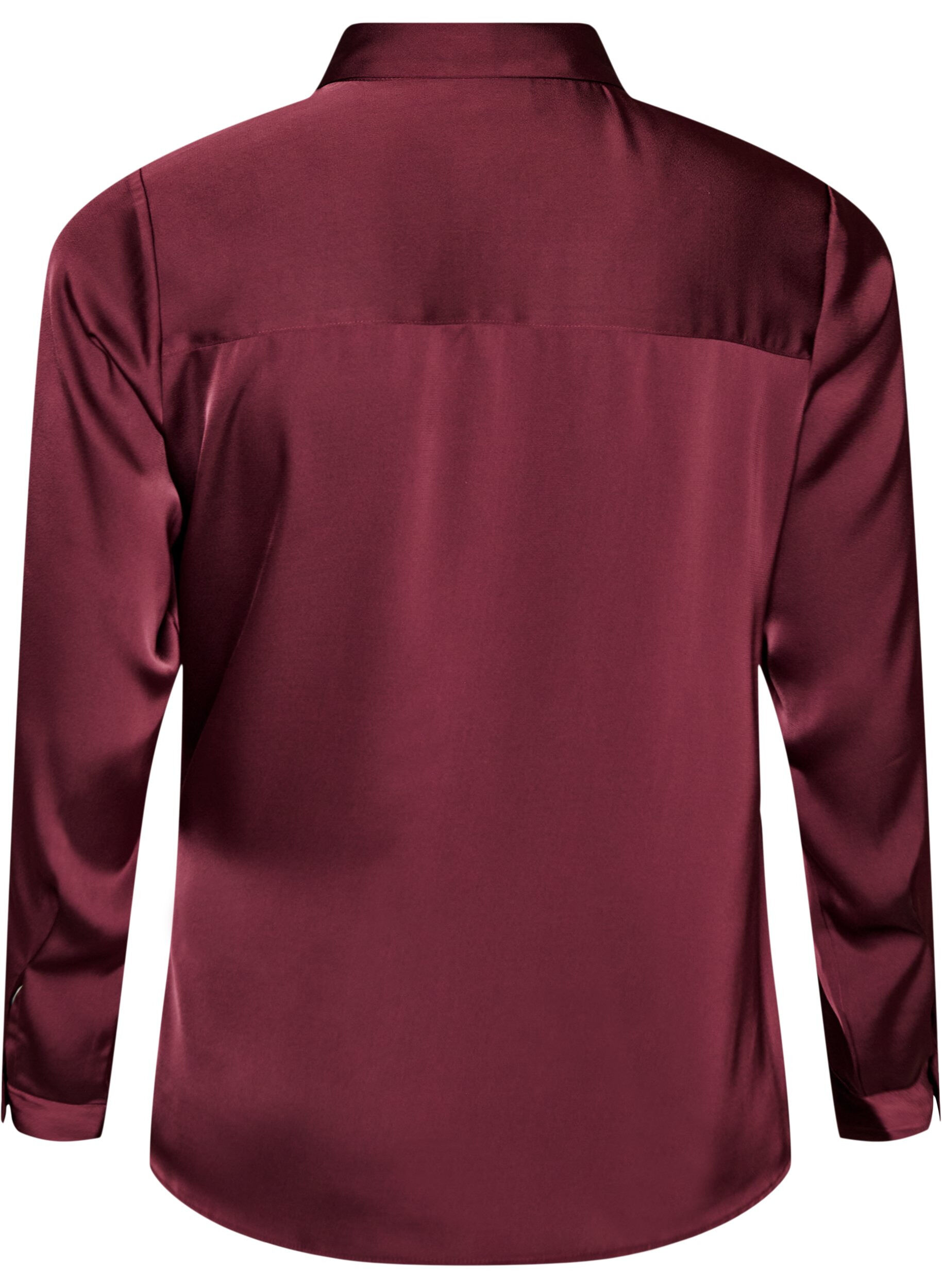 ZizziSkjorte med satinlook og sl&aring;-om-effekt, R&oslash;d, Packshot image number 1