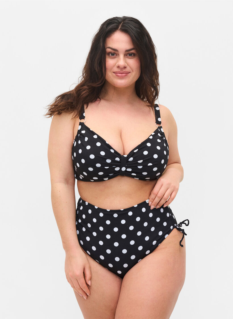 Printet bikini underdel med høj talje, Dotted Print, Model image number 0