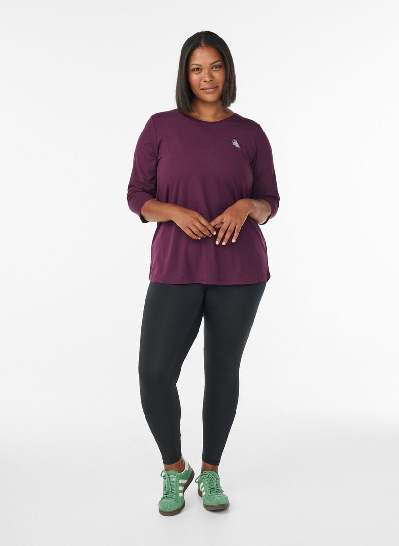 Tr&aelig;ningsbluse med 3/4 &aelig;rmer., Lilla, Model image number 1