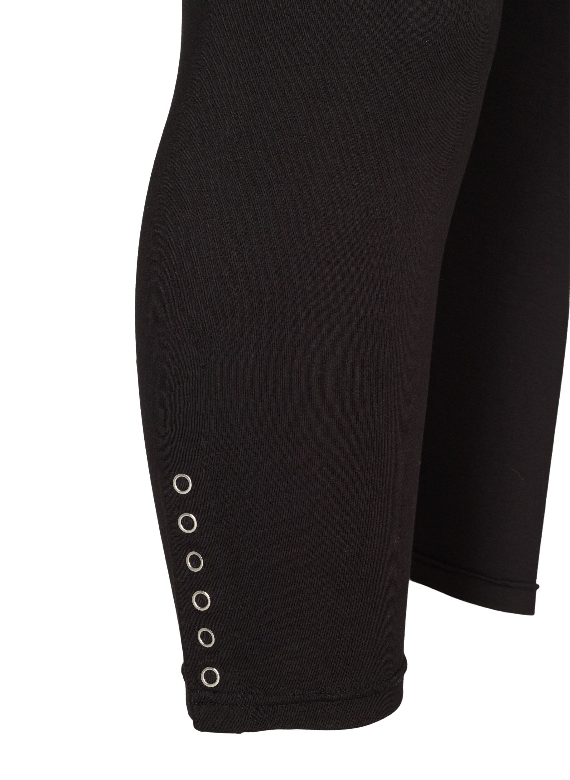 Zizzi3/4 leggings med knapper, Sort, Packshot image number 3