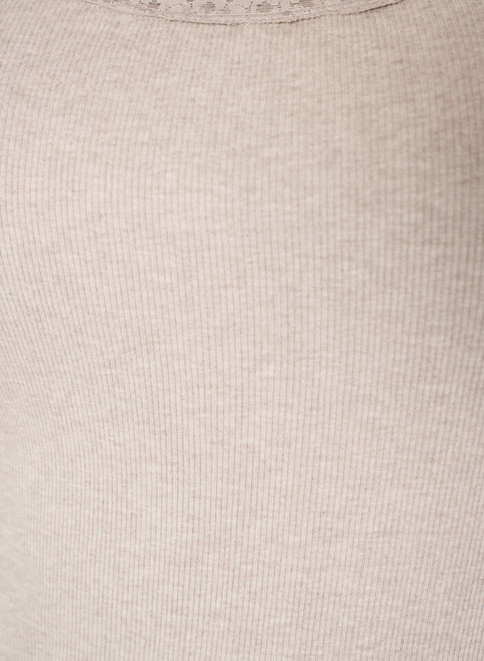 Ribtop med blondekant, Beige, Packshot image number 2