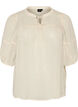 Bluse i b&aelig;k og b&oslash;lge med bindeb&aring;nd, Beige, Packshot image number 0
