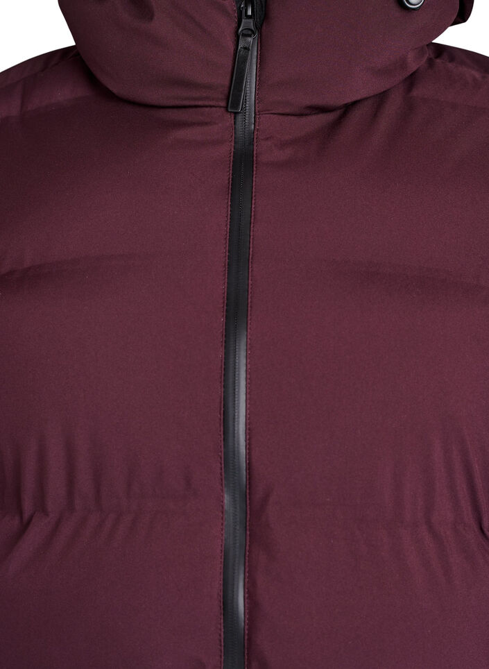 Lang puffer vinterjakke med hætte, Mørk Bordeaux, Packshot image number 2