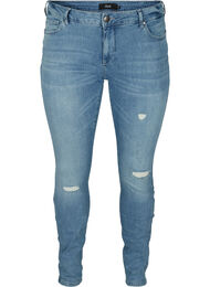 Ekstra slim Sanna jeans med slid detaljer, Light blue denim