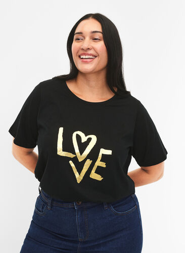 FLASH - T-shirt med motiv, Black Heart, Model image number 0
