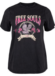 T-shirt i økologisk bomuld med ørne motiv, Grey Free Souls