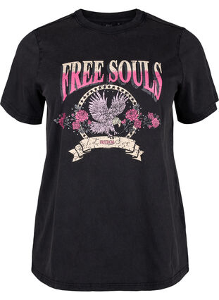 T-shirt i økologisk bomuld med ørne motiv, Grey Free Souls, Packshot image number 0