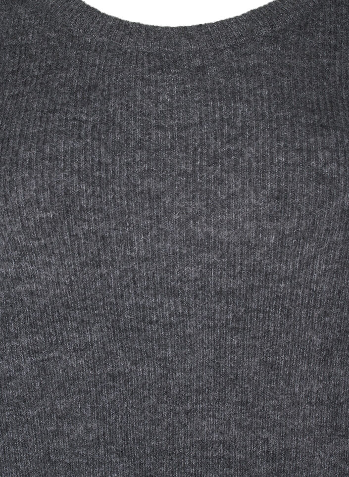 Meleret strikbluse med rund hals, Dark Grey Black Mel., Packshot image number 2