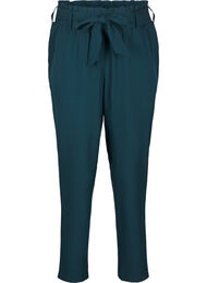 Højtaljede bukser med flæser og bindebånd, Sea Moss Melange