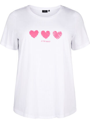 T-shirt i bomuld med print og rund hals , B. White W. Hearts, Packshot image number 0