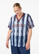 Stribet blondebluse med statementprint, Blå, Model image number 0