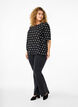 Prikket bluse med korte ærmer, Black W. White Dot, Model image number 2
