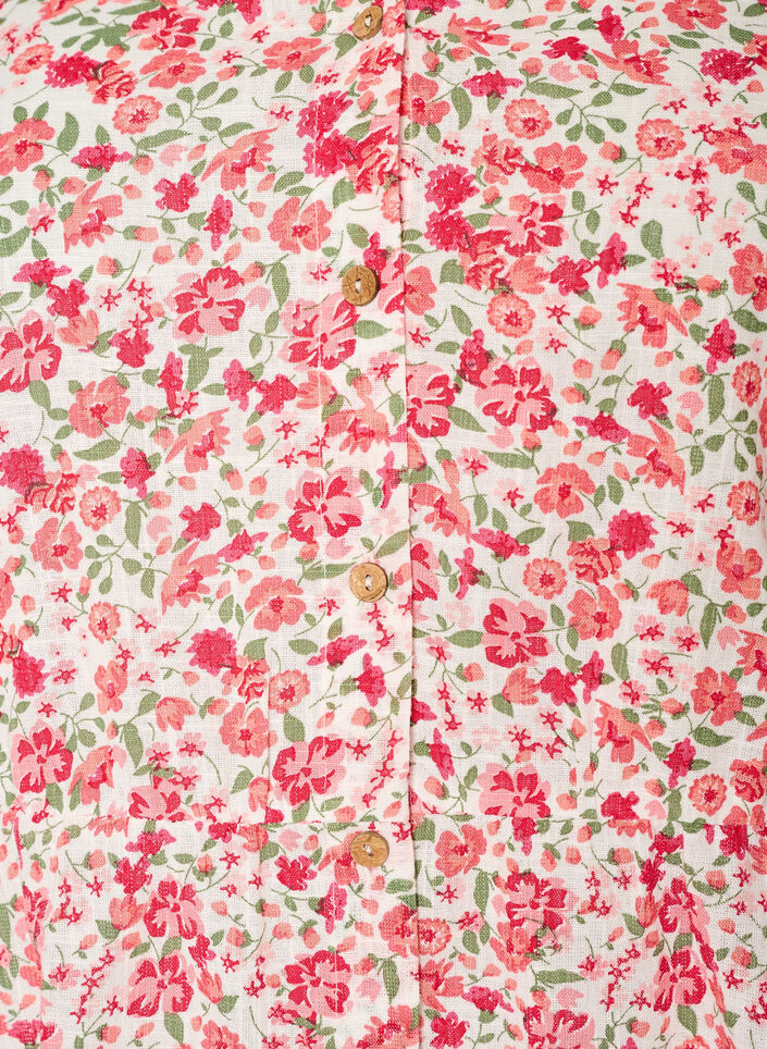Kort kjole i bomuld med blomsterprint, R&oslash;d, Packshot image number 2