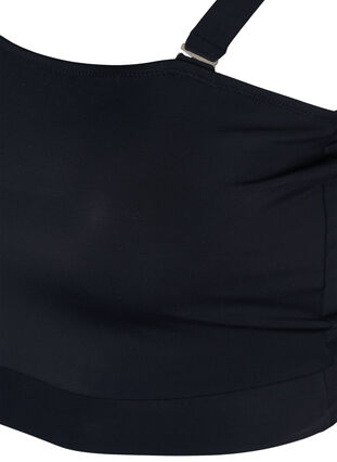 One-shoulder bikini top i rib, Black, Packshot image number 3