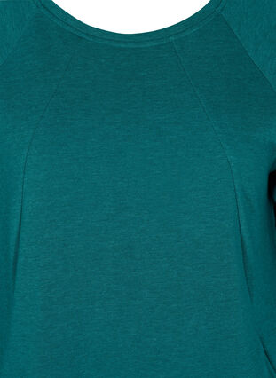 Kampagnevare - Bomulds sweatkjole med lommer og 3/4 ærmer, Teal Green Melange, Packshot image number 2