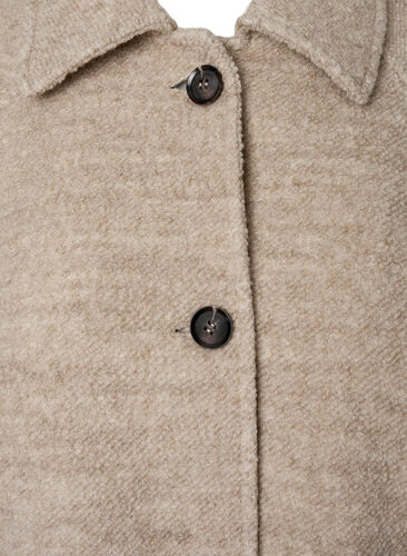 Meleret bouclé frakke med knapper, Simply Taupe, Packshot image number 3