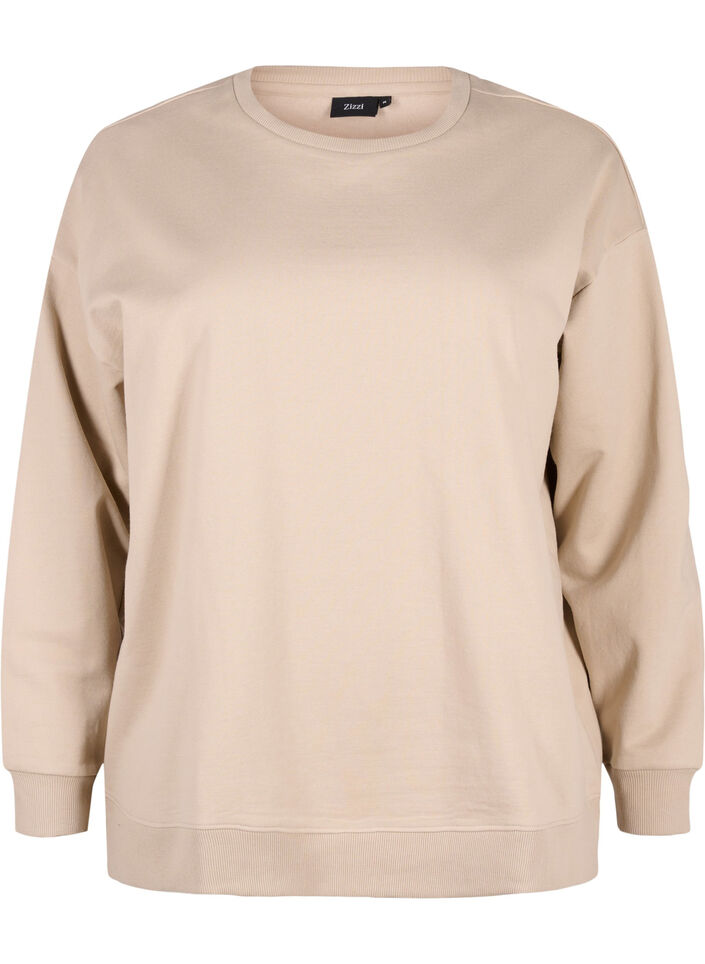 Sweatshirt med rund hals, Simply Taupe, Packshot image number 0