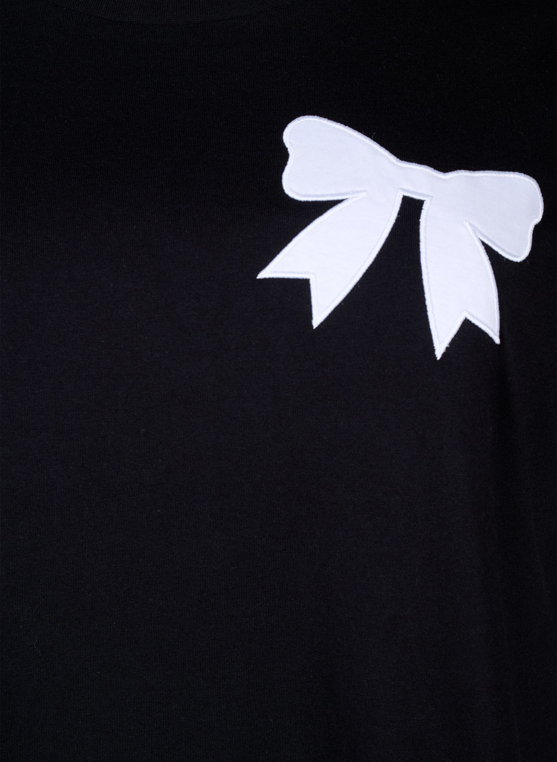 Zizzi Bomulds t-shirt med sl&oslash;jfe, Black W. White, Packshot image number 2
